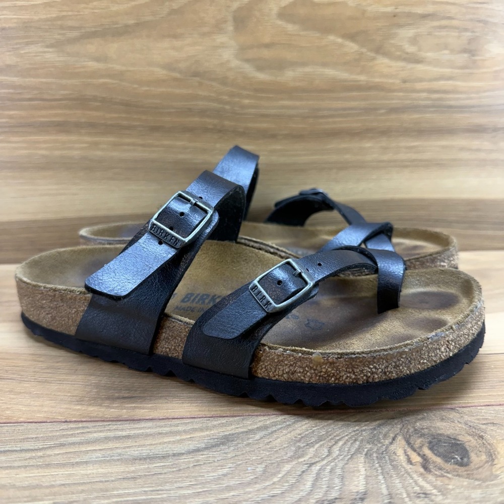 Birkenstock Mayari Sandals Womens 6 W EU 37 Black Birko Slip On Preppy Vacation - Picture 2 of 9